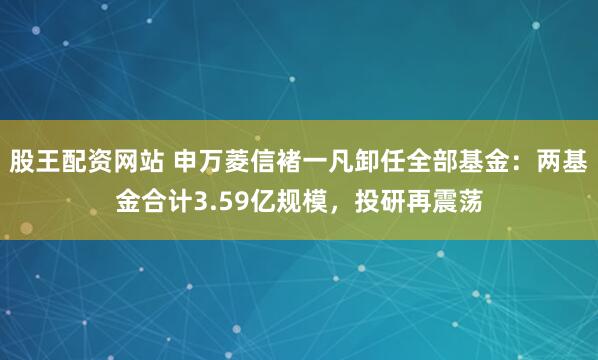 股王配资网站 申万菱信褚一凡卸任全部基金：两基金合计3.59亿规模，投研再震荡